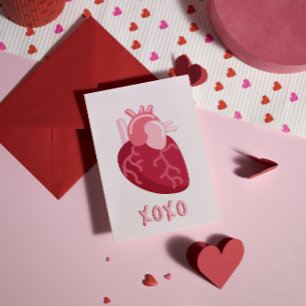 Cartes Pour Fêtes Annuelles Coeur anatonique XOXO Saint Valentin rose