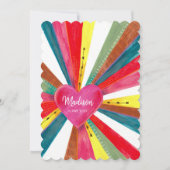 Cartes Pour Fêtes Annuelles Coeur arc-en-ciel rose mignon (Devant)