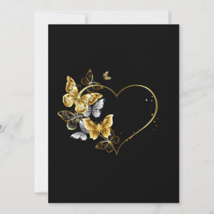 Cartes Pour Fêtes Annuelles Coeur aux papillons d'or