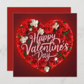 Cartes Pour Fêtes Annuelles Cœur avec les mots Joyeuse Saint-Valentin (Devant / Derrière)