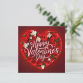 Cartes Pour Fêtes Annuelles Cœur avec les mots Joyeuse Saint-Valentin (Debout devant)