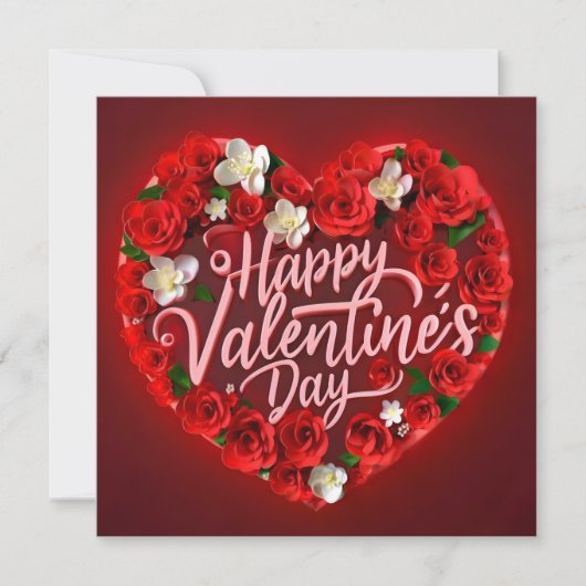Cartes Pour Fêtes Annuelles Cœur avec les mots Joyeuse Saint-Valentin (Devant)