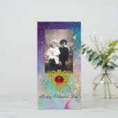 CARTES POUR FÊTES ANNUELLES COEUR CELTIQUE EN VERT BLEU, TURQUOISE, PARKLES D' (Debout devant)