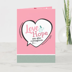 Cartes Pour Fêtes Annuelles Coeur Citation Love & Hope Pink & Turquoise Valent