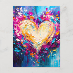 Cartes Pour Fêtes Annuelles Cœur d'amour moderne abstrait coloré