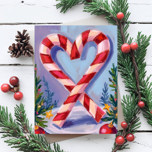 Cartes Pour Fêtes Annuelles Cœur de Canne en Sucre Joyeux Noël