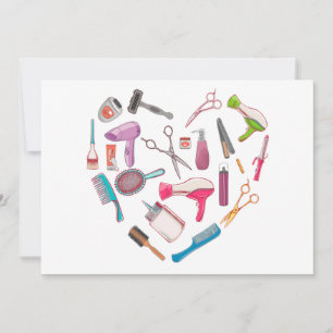 Cartes Pour Fêtes Annuelles Coeur de coiffeur Outil coiffeur