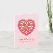 Cartes Pour Fêtes Annuelles Cœur de dentelle en forme de cœur dessiné à la mai (Devant)