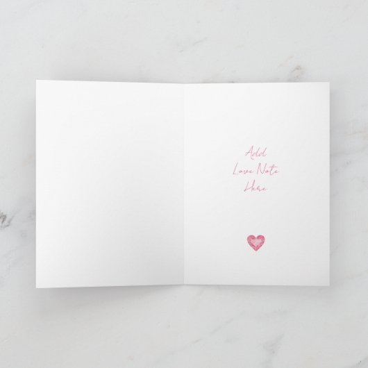 Cartes Pour Fêtes Annuelles Cœur de diamant aquarelle Gemme Glam Love Note (Intérieur)