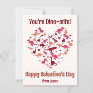 Cartes Pour Fêtes Annuelles Cœur de dinosaure mignon pour la classe de la Sain