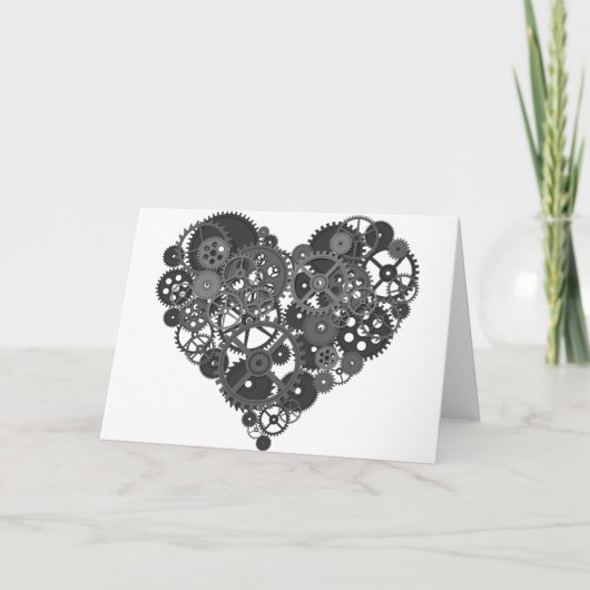 Cartes Pour Fêtes Annuelles Coeur de Grey Gears (Devant)