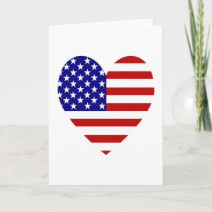 Cartes Pour Fêtes Annuelles Cœur de la Saint-Valentin avec drapeau américain