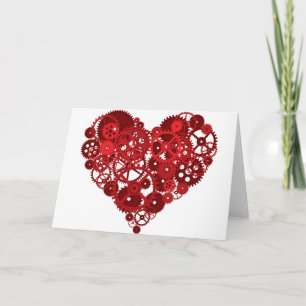 Cartes Pour Fêtes Annuelles Coeur de Red Gears