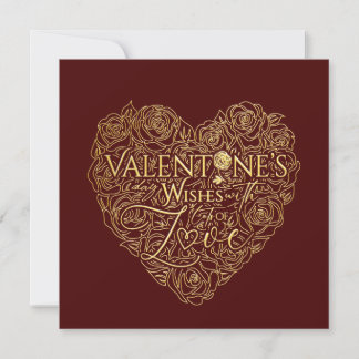 Cartes Pour Fêtes Annuelles Cœur de rose doré élégant de la Saint-Valentin en