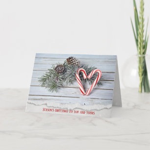 Cartes Pour Fêtes Annuelles Coeur de sucre de canne avec pin sur bois