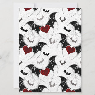 Cartes Pour Fêtes Annuelles Coeur d'Halloween avec ailes de chauve-souris noir