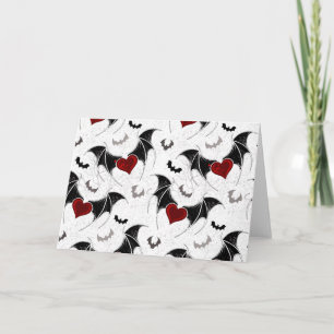 Cartes Pour Fêtes Annuelles Coeur d'Halloween avec ailes de chauve-souris noir