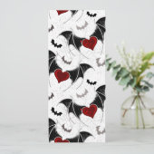 Cartes Pour Fêtes Annuelles Cœur d'Halloween avec ailes de chauve-souris noire (Debout devant)