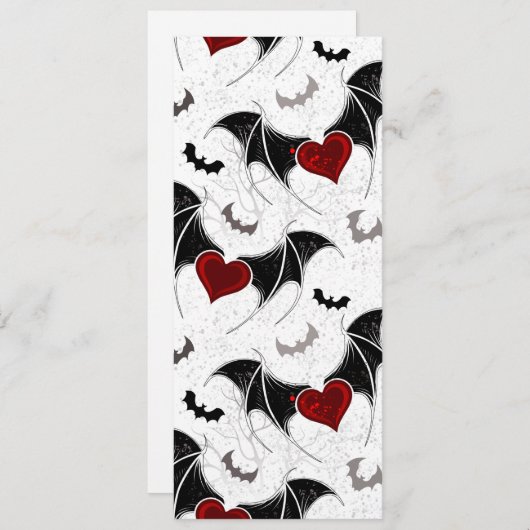 Cartes Pour Fêtes Annuelles Cœur d'Halloween avec ailes de chauve-souris noire (Devant / Derrière)