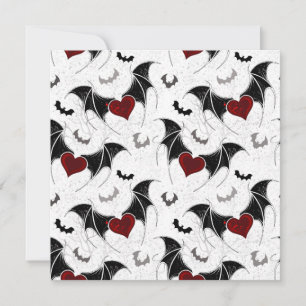 Cartes Pour Fêtes Annuelles Cœur d'Halloween avec ailes de chauve-souris noire
