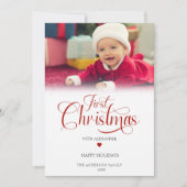 Cartes Pour Fêtes Annuelles Coeur du premier script photo de Noël (Devant)
