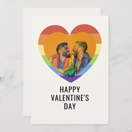 Cartes Pour Fêtes Annuelles Cœur élégant de la Saint-Valentin LGBT personnalis (Devant / Derrière)