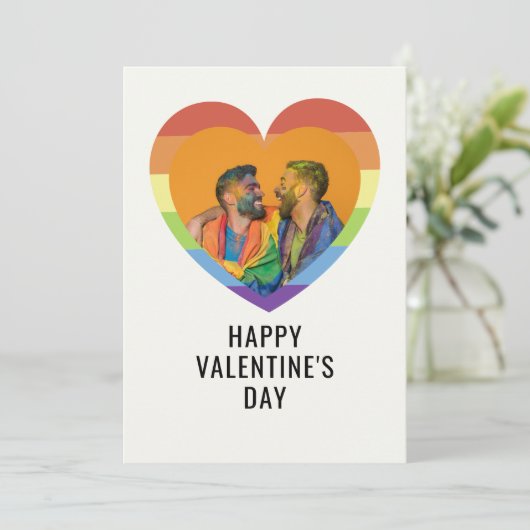 Cartes Pour Fêtes Annuelles Cœur élégant de la Saint-Valentin LGBT personnalis (Debout devant)