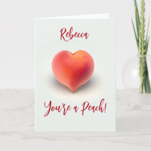 Cartes Pour Fêtes Annuelles Cœur en forme de pêche avec nom personnalisé pour