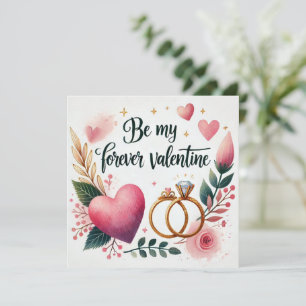 Cartes Pour Fêtes Annuelles Coeur floral avec anneaux - Be My Forever Valentin