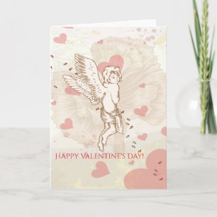 Cartes Pour Fêtes Annuelles Coeur floral cupide Heureuse Sainte-Valentin