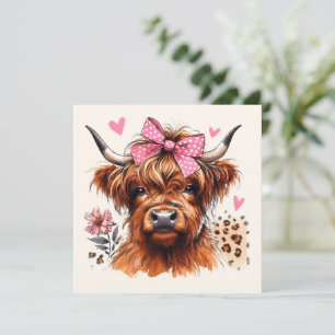 Cartes Pour Fêtes Annuelles Coeur floral de la vache de Highland