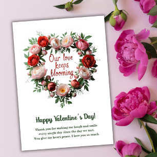 Cartes Pour Fêtes Annuelles Cœur Floral en Fleur Romantique pour la Saint-Vale