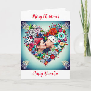 Cartes Pour Fêtes Annuelles Cœur Floral Romantique Noël Personnalisé