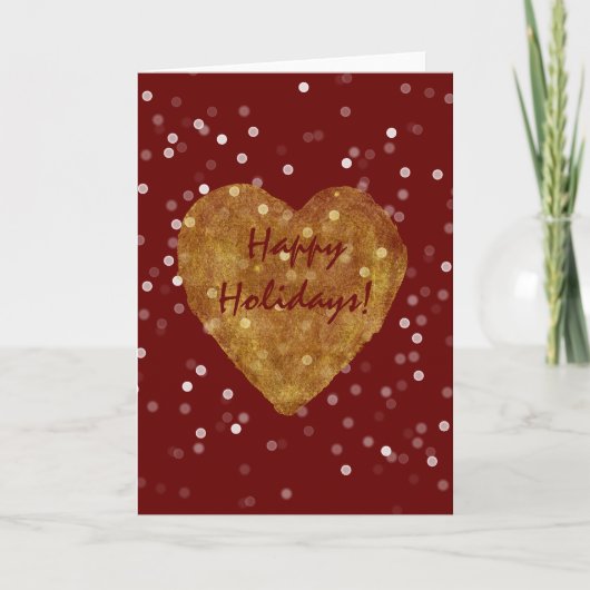 Cartes Pour Fêtes Annuelles Coeur Gold et Red Bokeh Bokeh (Devant)