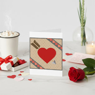 Cartes Pour Fêtes Annuelles Coeur mignon avec flèche Romantique Valentines Mot
