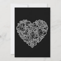 Coeur noir et blanc en morceaux