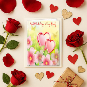 Cartes Pour Fêtes Annuelles Cœur papillon d'amour floral rose vibrant