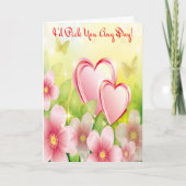 Cartes Pour Fêtes Annuelles Cœur papillon floral rose vibrant Amour (Devant)