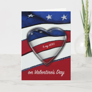 Cartes Pour Fêtes Annuelles Coeur patriotique U.S.Flag de Valentine de héros