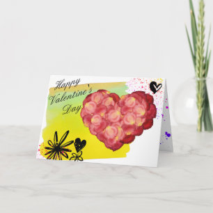 Cartes Pour Fêtes Annuelles Coeur pétale rose avec aquarelle à l'extérieur