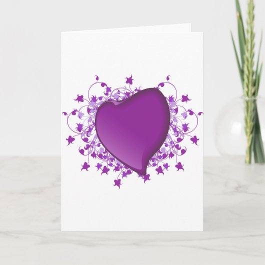 Cartes Pour Fêtes Annuelles Coeur pourpre (Devant)