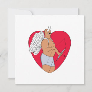 Cartes Pour Fêtes Annuelles Cœur romantique avec un Cupidon inhabituel