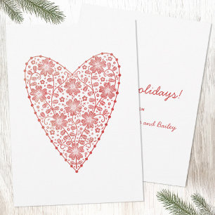 Cartes Pour Fêtes Annuelles Cœur Rouge Blanc Scandinave Fêtes d'Hiver