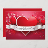 Cartes Pour Fêtes Annuelles Cœur rouge romantique "Joyeuse Saint-Valentin" (Devant / Derrière)