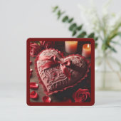 CARTES POUR FÊTES ANNUELLES COEUR ROUGE ROMANTIQUE SAINT VALENTIN (Debout devant)