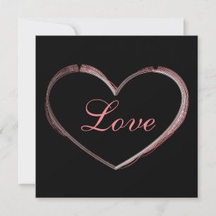 Cartes Pour Fêtes Annuelles Cœur Tendance Mariage Amour Calligraphie Gris