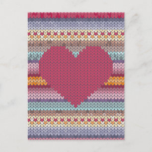 Cartes Pour Fêtes Annuelles Coeur tricoté par rouge de jour de Valentines