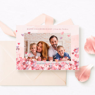 Cartes Pour Fêtes Annuelles Coeurs abondants Deux photos Saint-Valentin