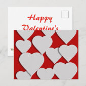 Cartes Pour Fêtes Annuelles Coeurs blancs sur la Saint-Valentin rouge (Devant / Derrière)