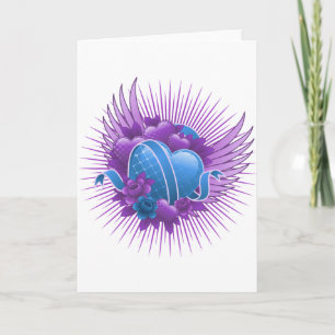 Cartes Pour Fêtes Annuelles Coeurs bleus Roses et ailes